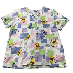 Disney Poo Bear Scrub Top Size Large